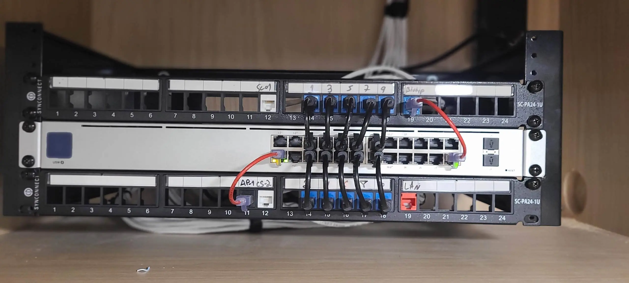 Structured AV rack with UniFi network equipment installed by SetupTeam Toronto