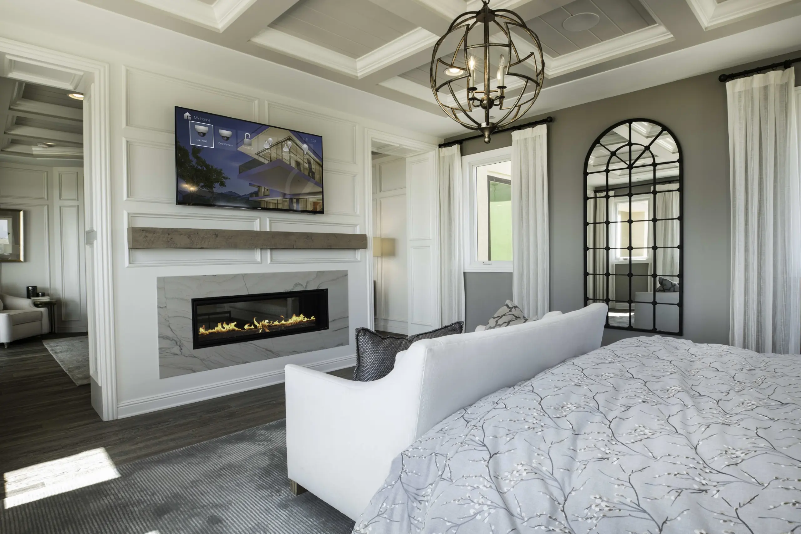 High TV wall mount installed by SetupTeam in a Toronto home — elevated position for comfortable viewing while lying down