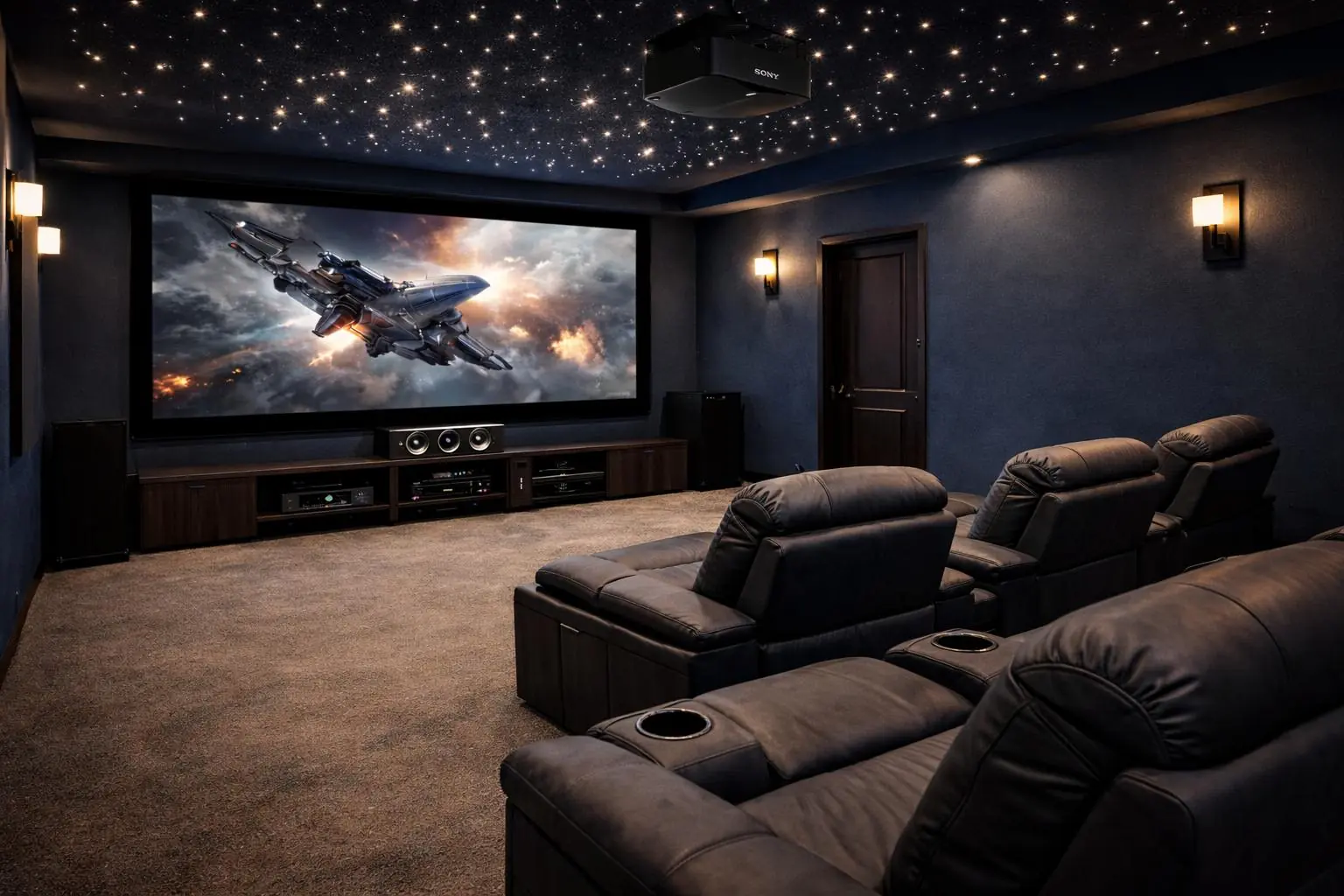 Dedicated home cinema room with Dolby Atmos surround sound and 4K projection — SetupTeam Aurora
