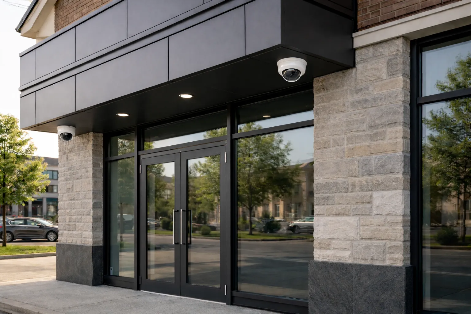 Commercial security camera installation on a Vaughan industrial or retail property