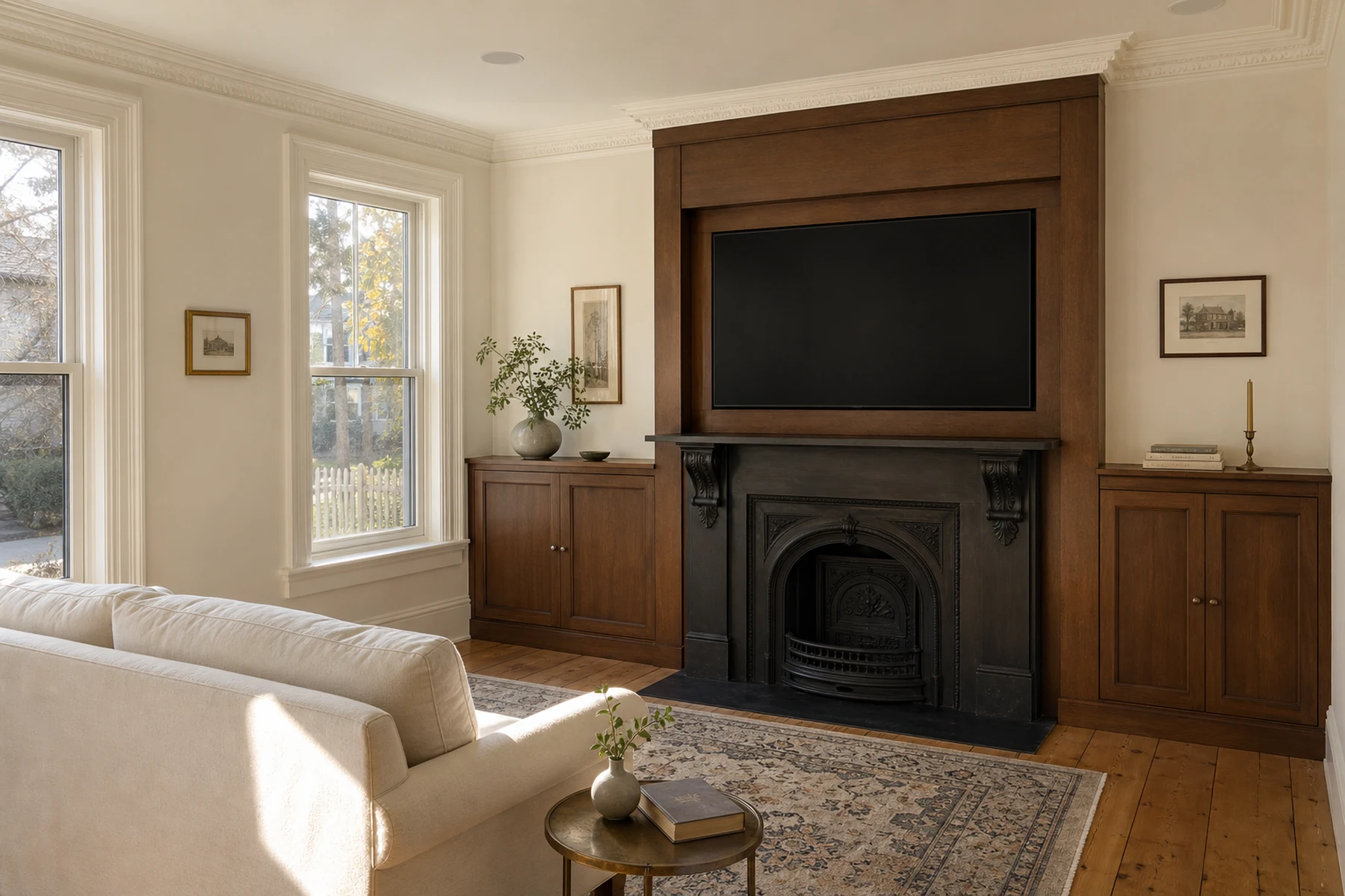 Heritage home media room retrofit with concealed wiring through plaster walls — Old Oakville, SetupTeam