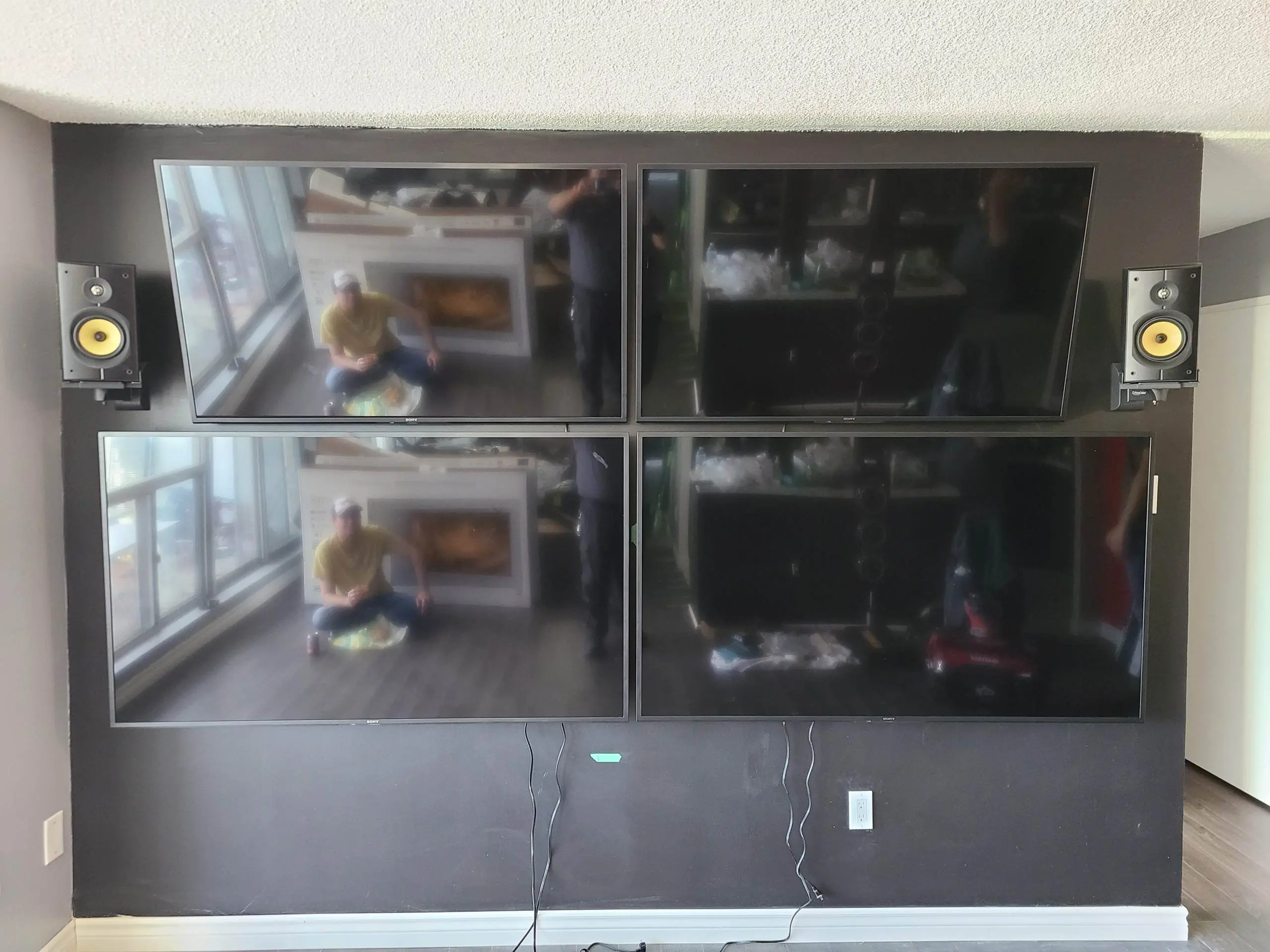 Wall-mounted TV in living room