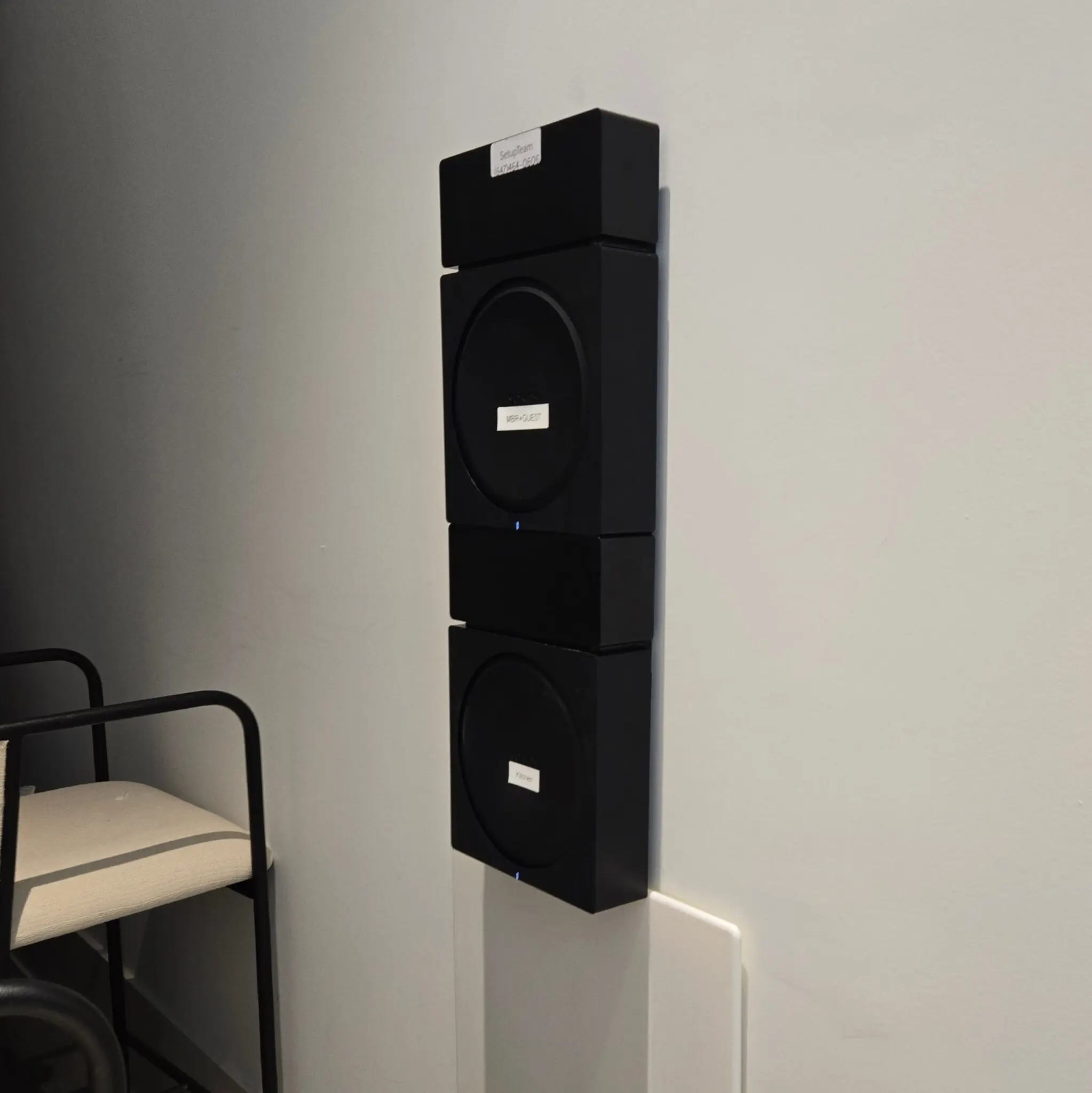 Sonos Amps wall-mounted in a whole-home audio distribution panel