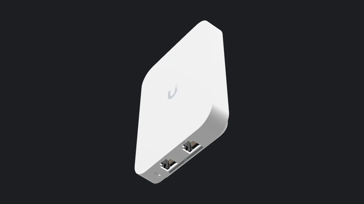UniFi U7 In-Wall (U7-IW) Wi-Fi 7 wall access point with two built-in Ethernet ports, designed to mount on a single-gang box