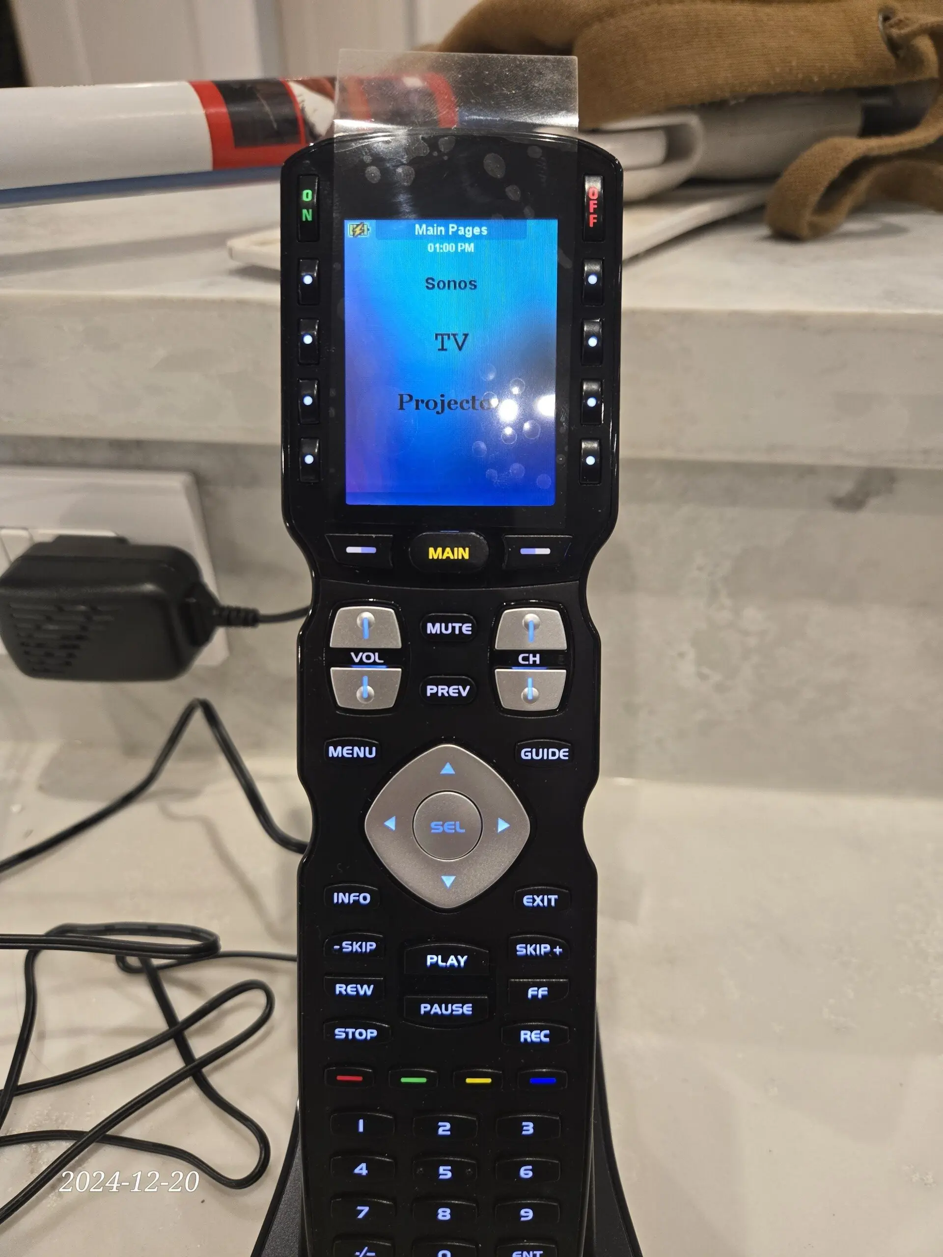 Universal remote configured for home theatre control