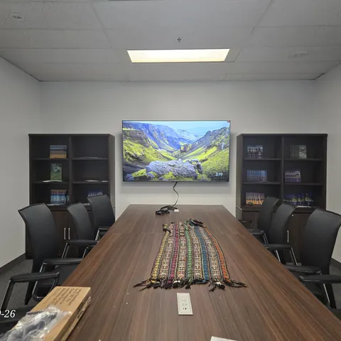 Commercial conference room TV wall mounting installation completed by SetupTeam in Markham.
