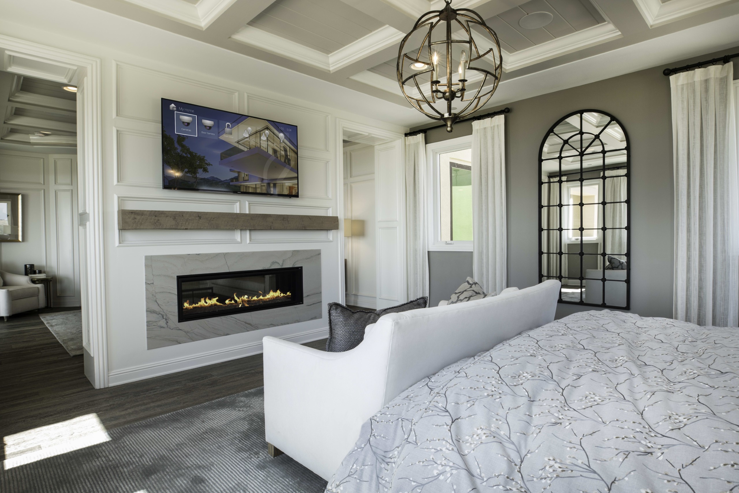 High TV wall mount installed by SetupTeam in a Toronto home — elevated position for comfortable viewing while lying down