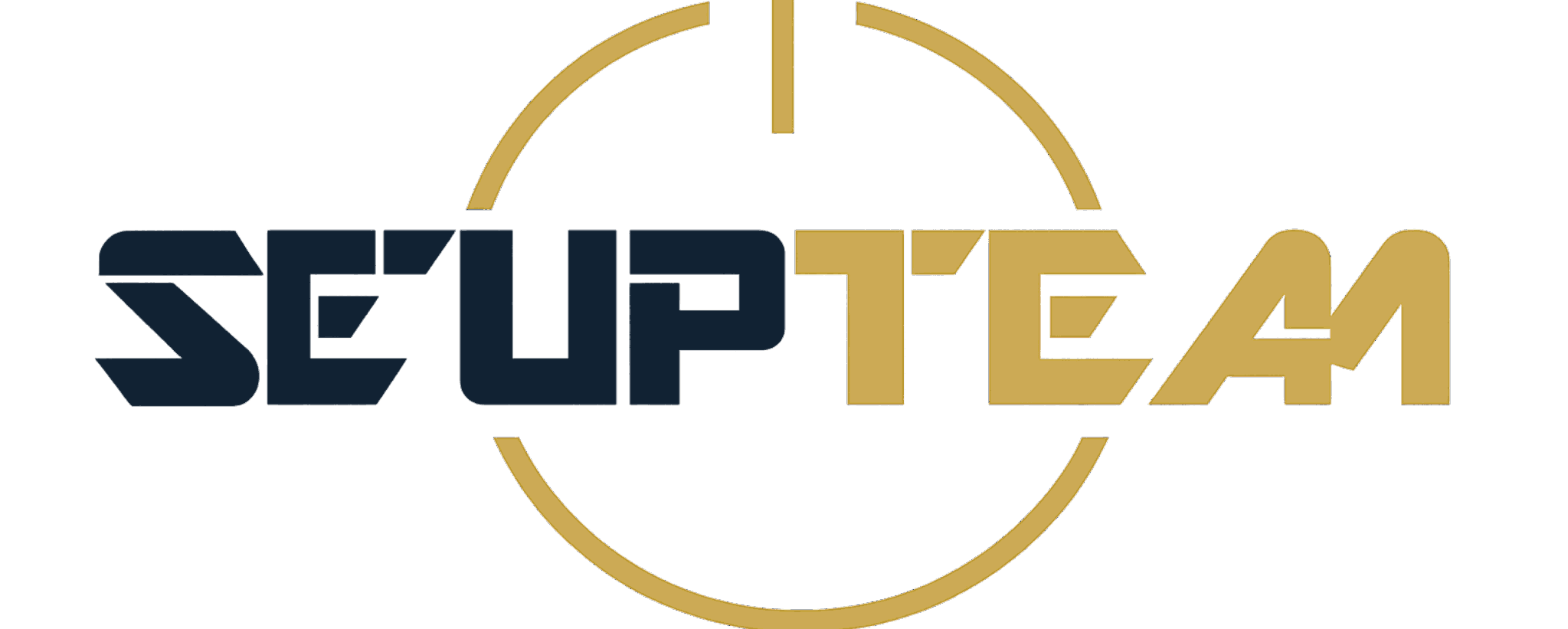SetupTeam wordmark logo in navy and gold on a transparent background
