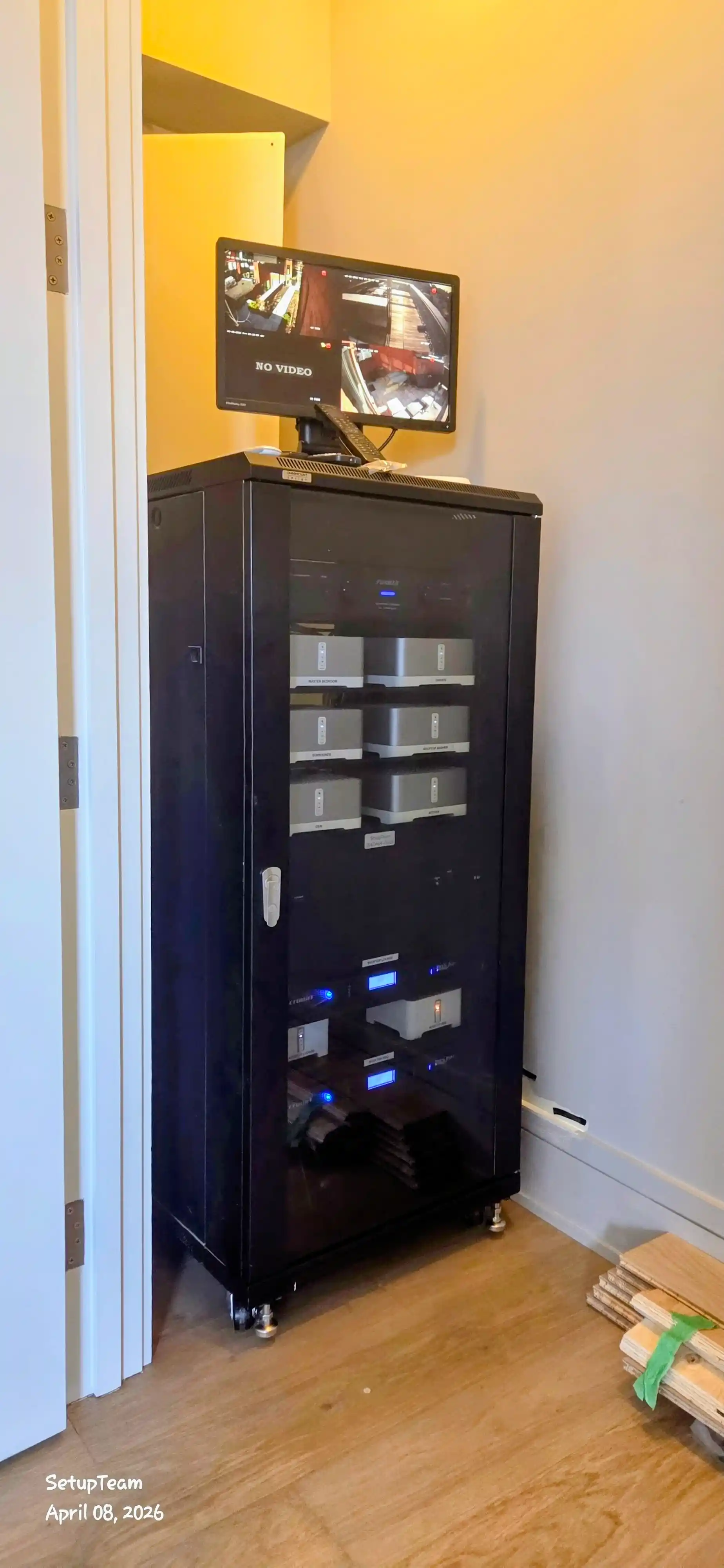 Clean structured wiring panel inside a residential utility room