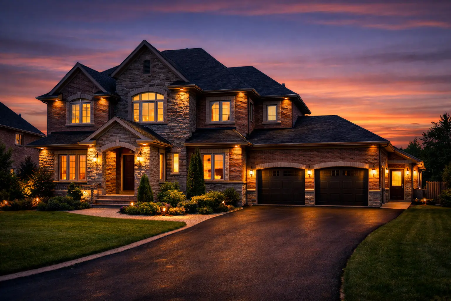 Executive home in Richmond Hill at dusk