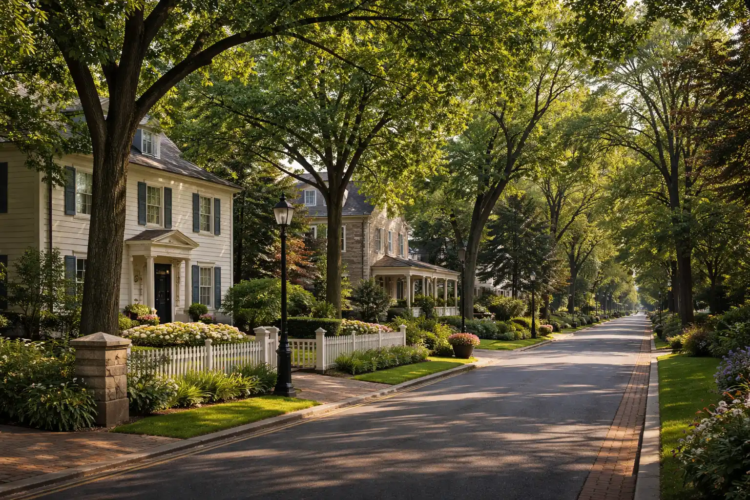 Tree-lined residential street in Oakville, Ontario