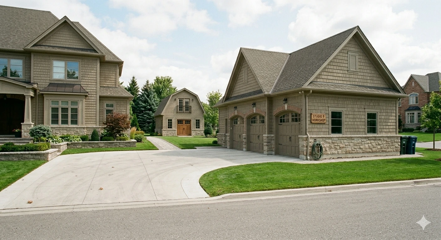 Detached outbuilding with camera coverage considerations