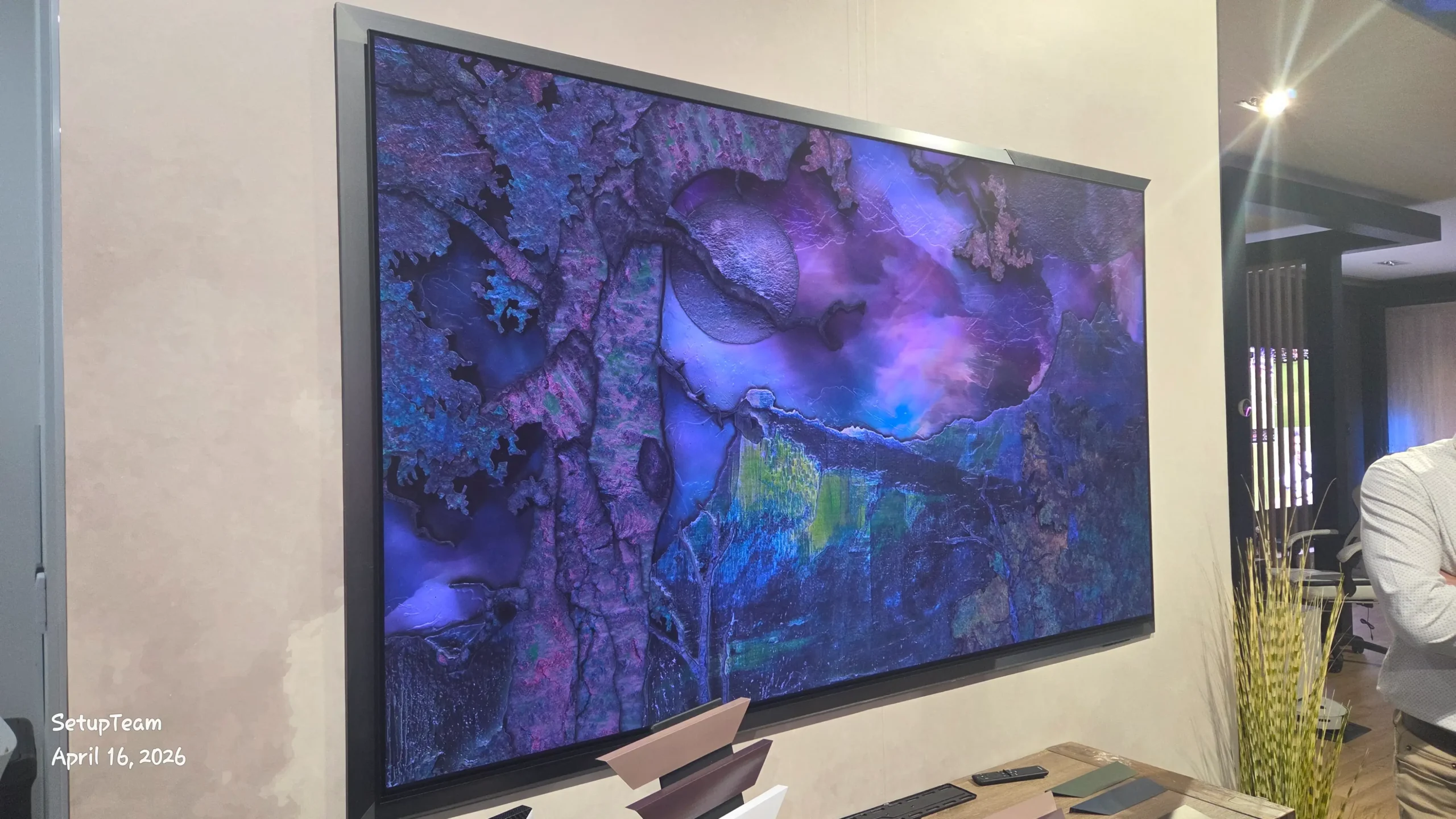 Samsung TV displaying Art Mode artwork at the Mississauga dealer event