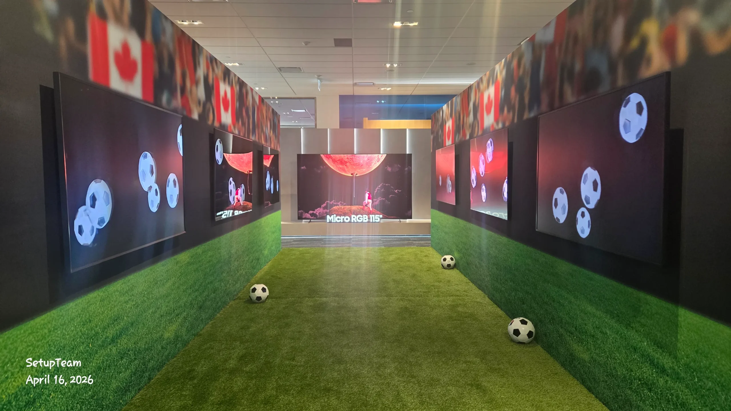 Wide view of the 115-inch Samsung Micro RGB TV in the demo zone at the Mississauga dealer event